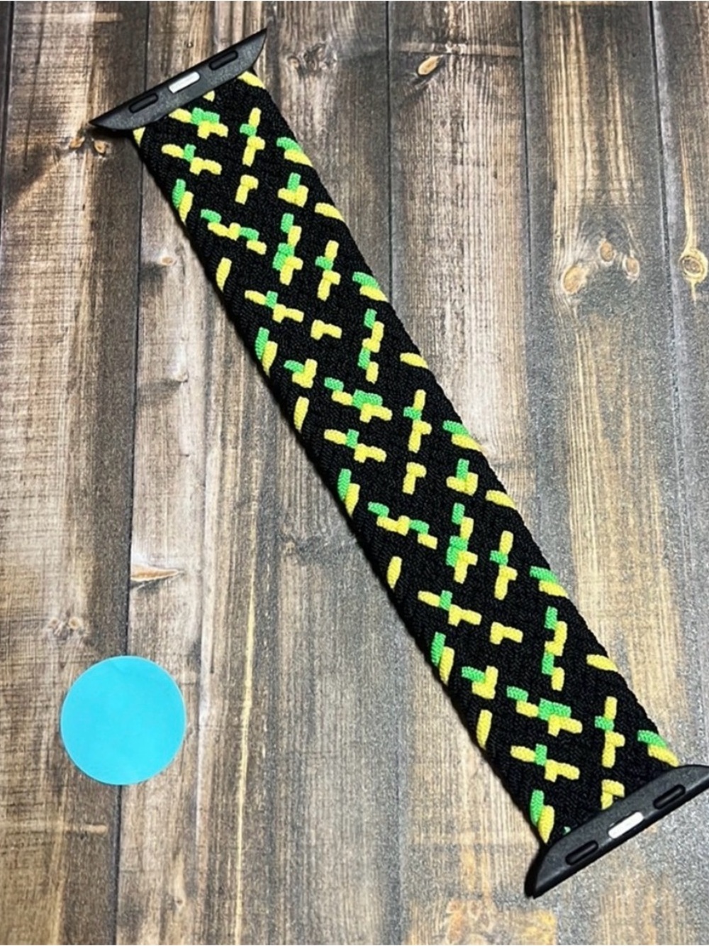 5for$10 Braided 38mm/40mm/41mm Apple Watchband Black & Green Woven Strechband